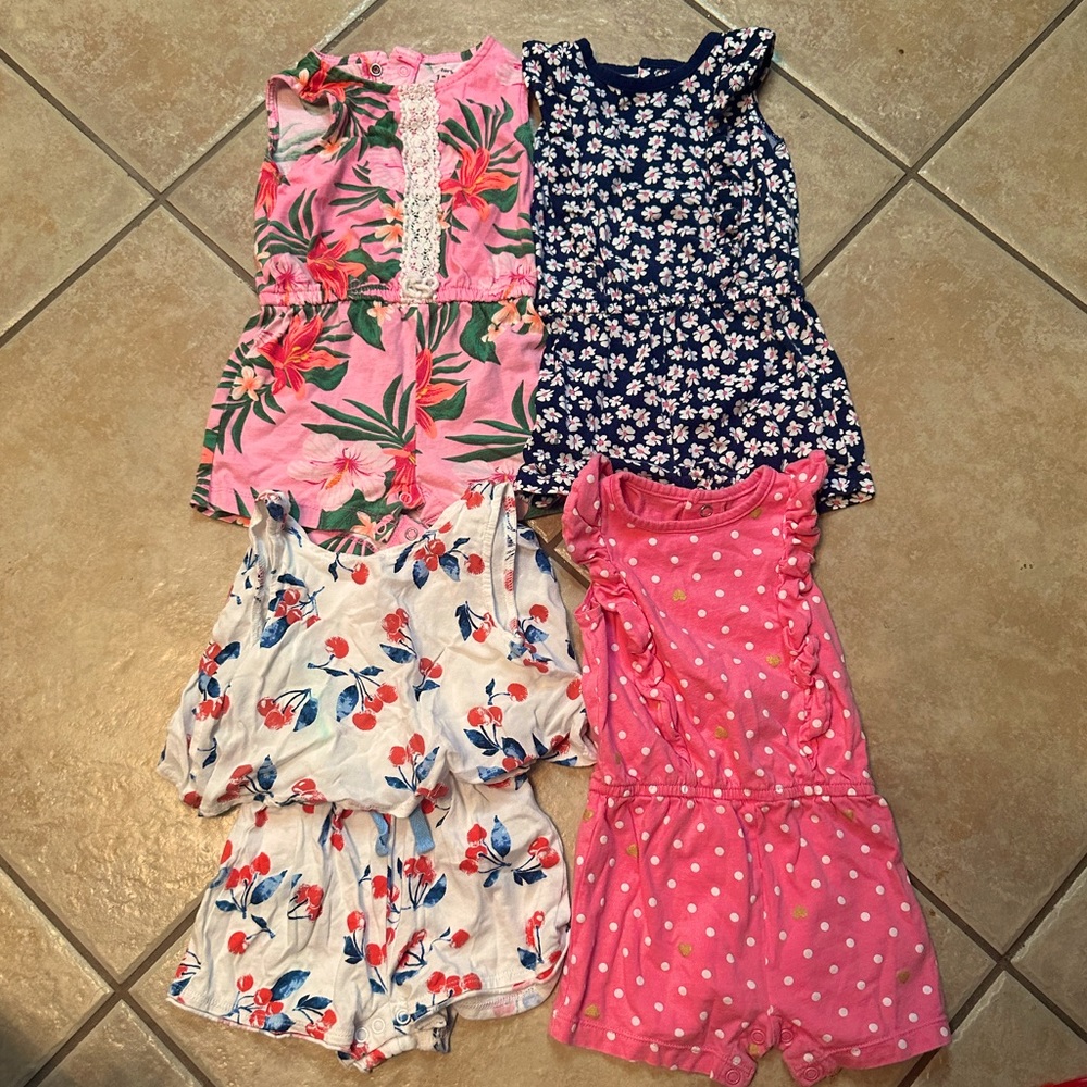 Baby girl tank top shorts romper bundle size 12months